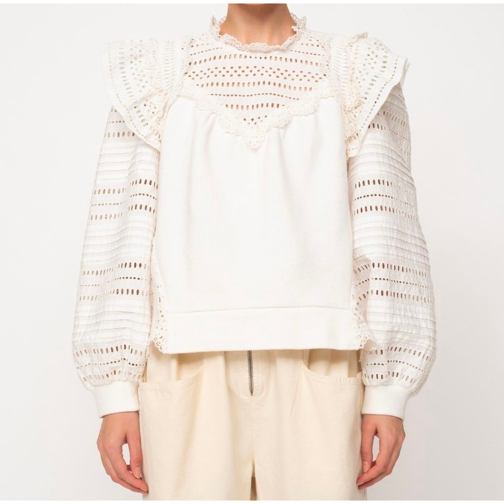 Sea New York Women's White Eyelet Sweatshirt Size XS